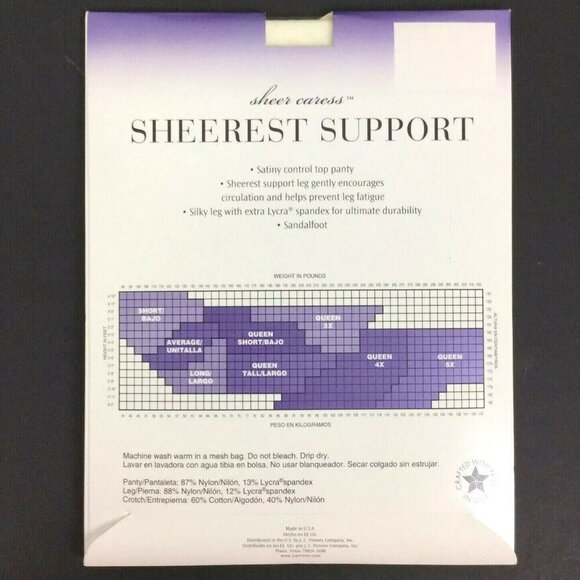 JCPenney Sheer Caress Queen Short White Control Top Pantyhose Sandalfoot - Picture 2 of 3